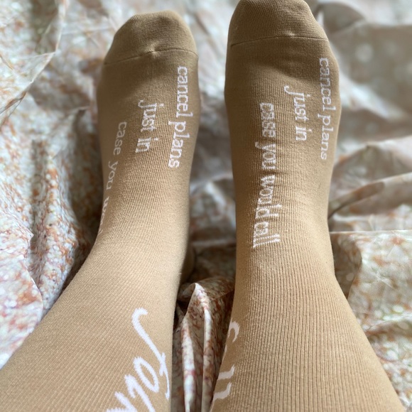 taylor swift cancel plans cancelled tan beige brown socks sock folklore august - Picture 5 of 12